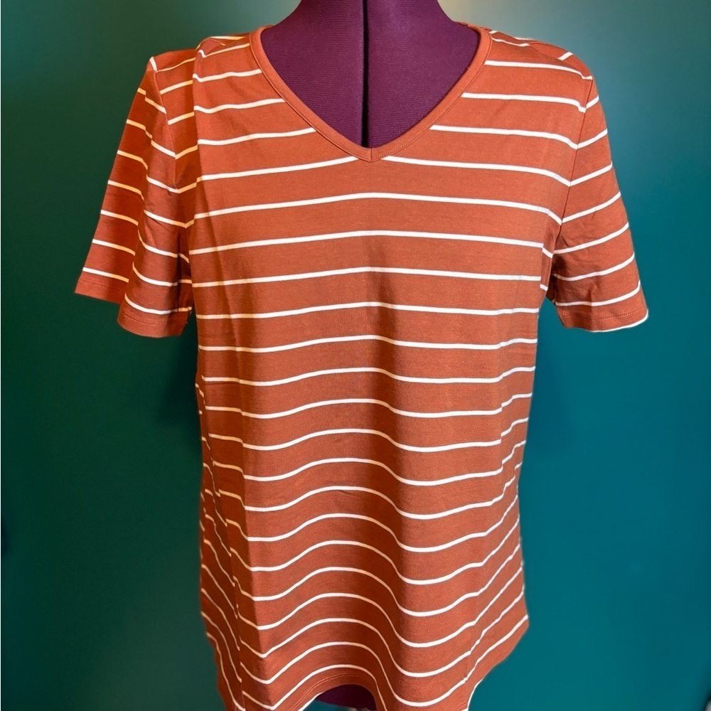 Denim&Co Orange Fitted Short Sleeve T-Shirt